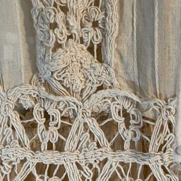 Vintage 1970s Crochet Embellished Prairie Country Wedding  Dress SZ S - Picture 11 of 15